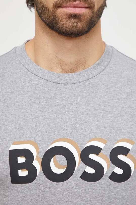 Хлопковая футболка BOSS серый 50506923