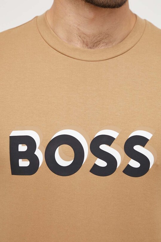 Bavlněné tričko BOSS béžová 50506923