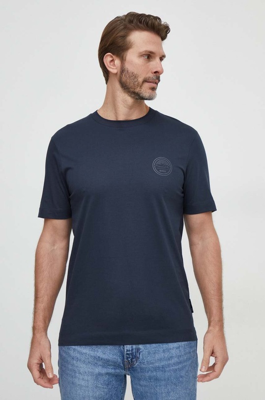 BOSS t-shirt bawełniany 50507787 granatowy SS24