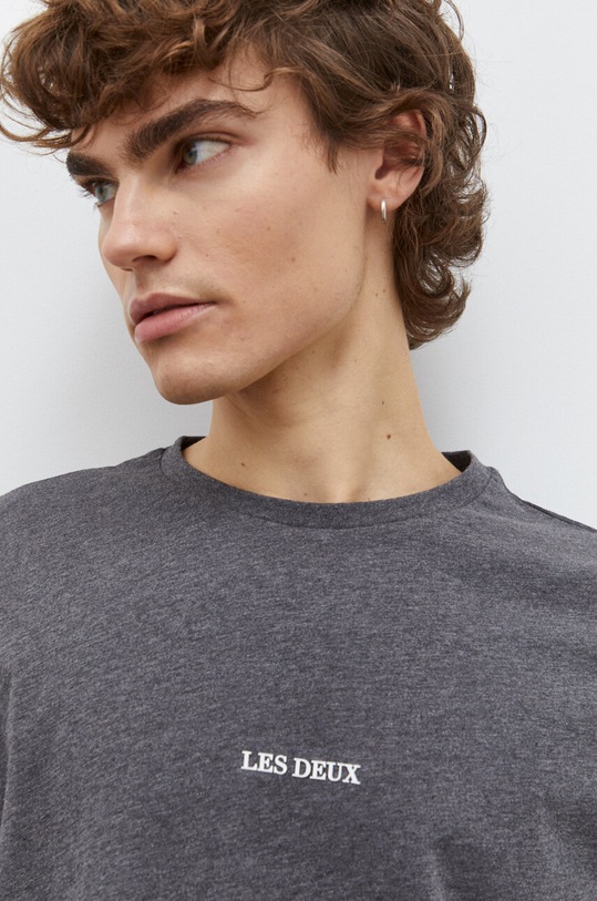 Les Deux t-shirt bawełniany szary LDM101170