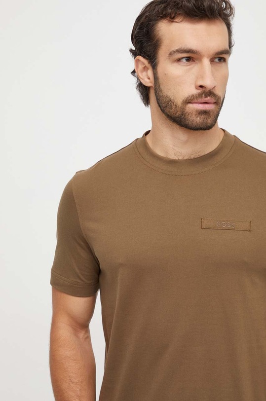 BOSS Orange tricou din bumbac imprimeu verde 50505238