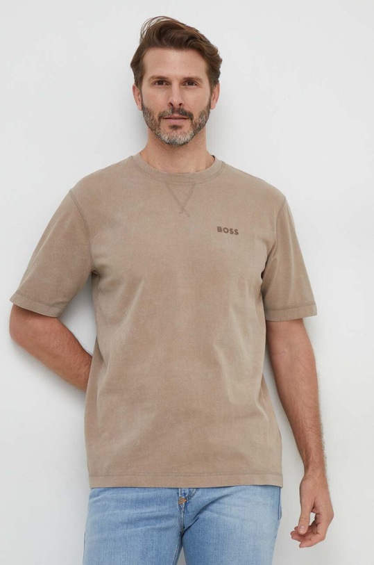 BOSS Orange t-shirt bawełniany 50505257 beżowy SS24