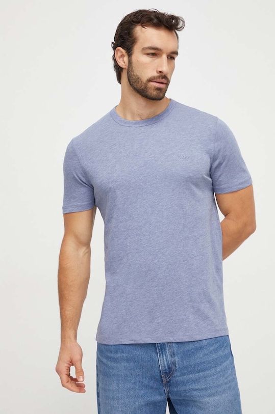 BOSS Orange t-shirt bawełniany bawełna niebieski 50508243