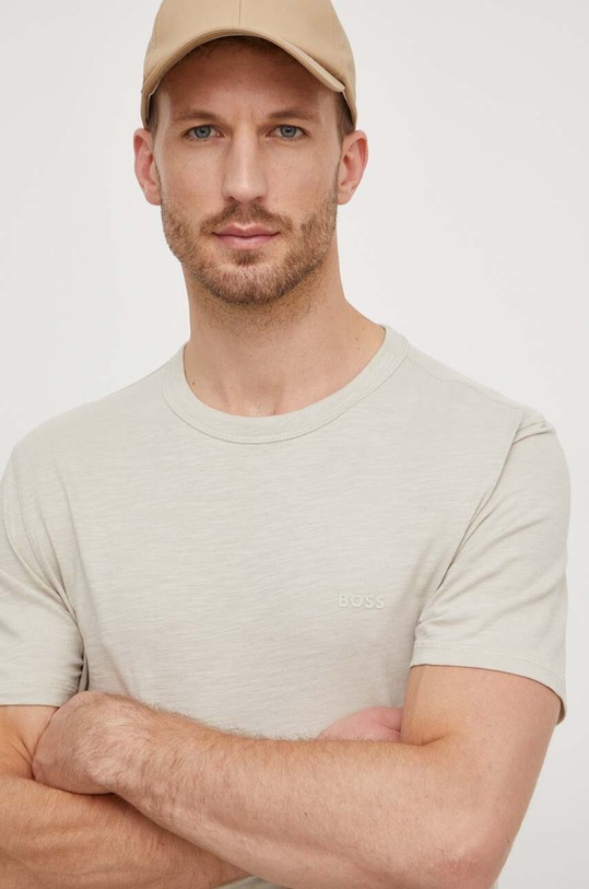 Bavlnené tričko BOSS Orange jednofarebný béžová 50508243