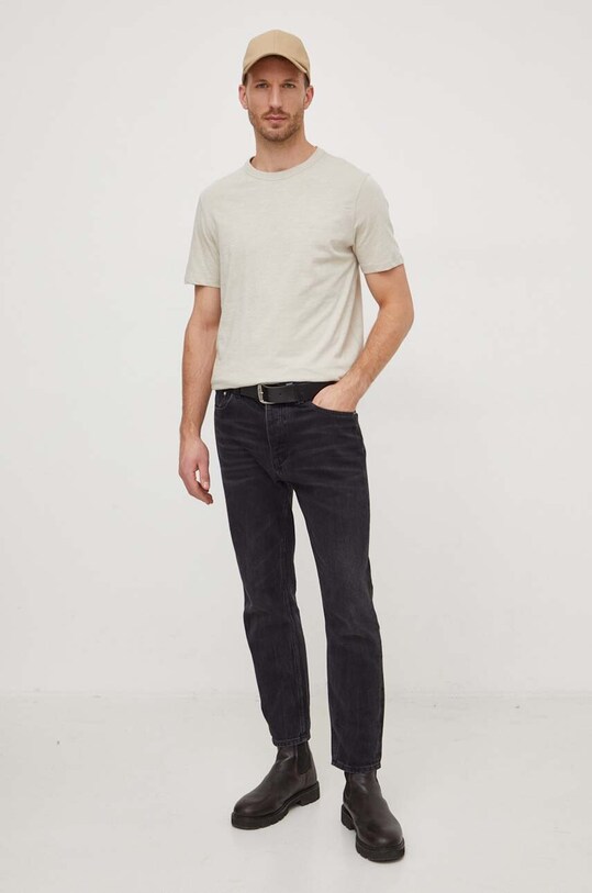 Bavlnené tričko BOSS Orange 50508243 béžová SS25