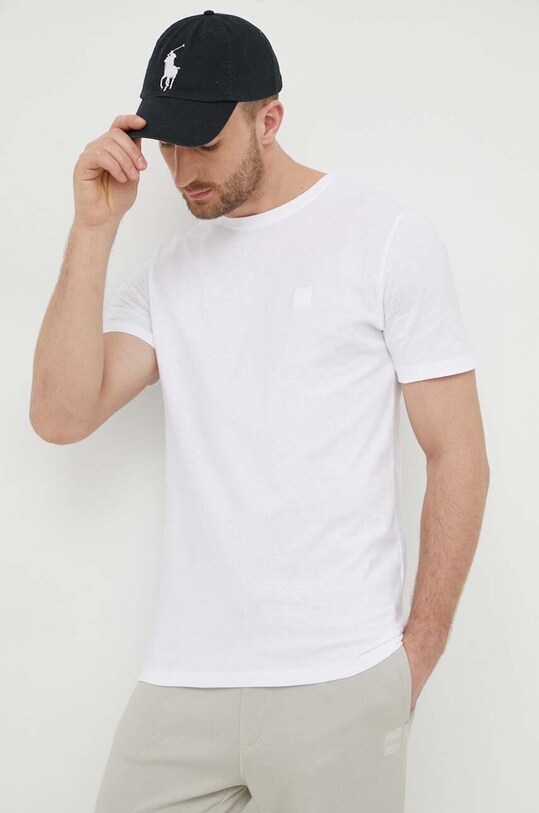 BOSS Orange tricou din bumbac melanj alb 50508584