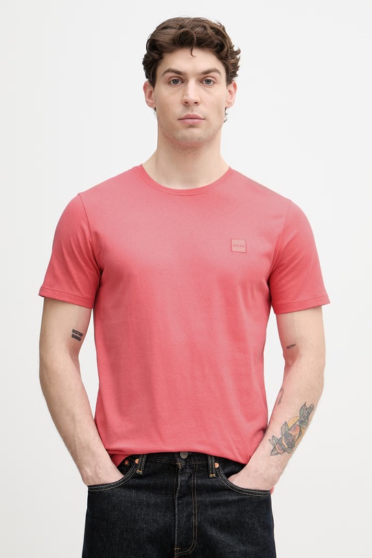 BOSS Orange тениска за бягане мъжка от памук Tales розов 50508584