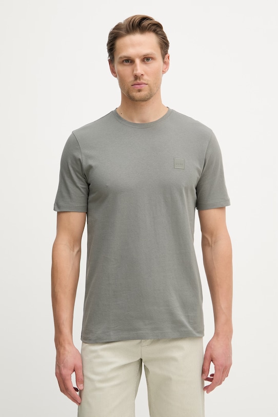 BOSS Orange тениска за бягане мъжка памучна Tales сив 50508584