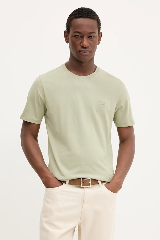 Bavlněné tričko BOSS Orange Tales hladký zelená 50508584