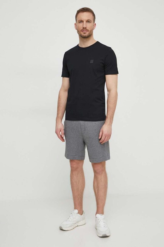 Βαμβακερό μπλουζάκι BOSS Orange μαύρο 50508584