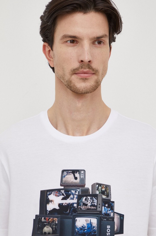 Βαμβακερό μπλουζάκι Boss Orange 50509892 λευκό SS24