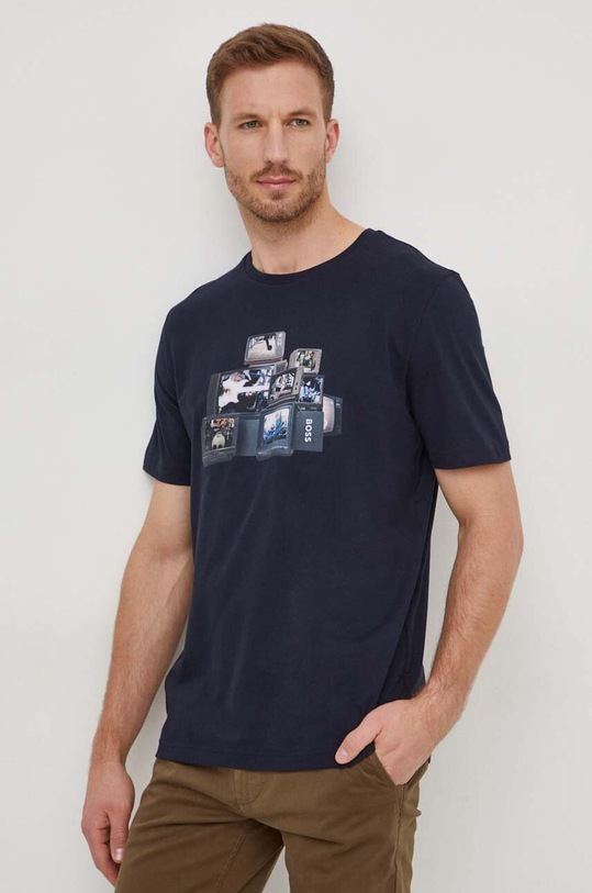 BOSS Orange t-shirt bawełniany nadruk granatowy 50509892