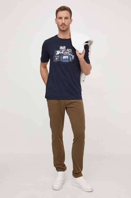 BOSS Orange t-shirt bawełniany 50509892 granatowy SS24