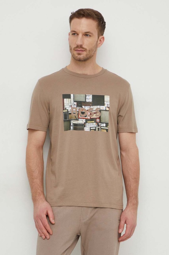 BOSS Orange tricou din bumbac bej 50510009