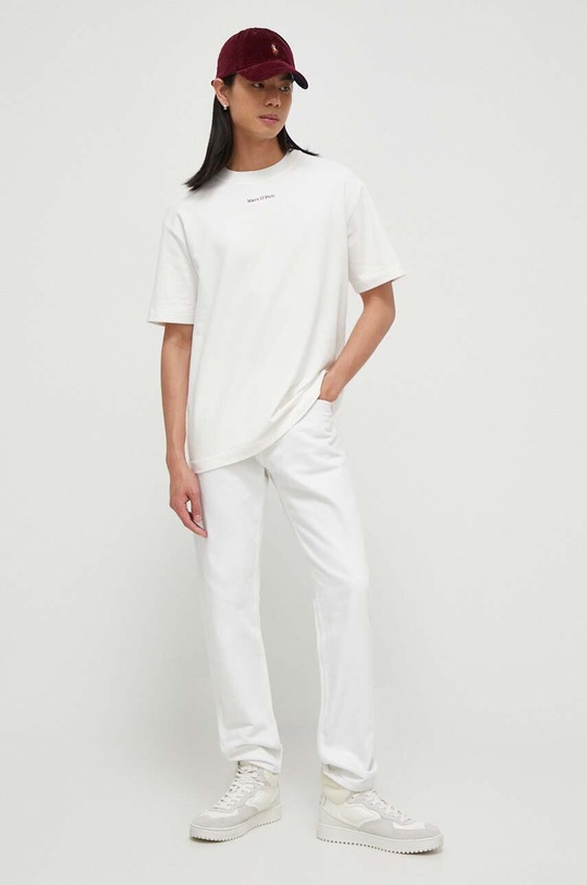 Marc O'Polo t-shirt bawełniany 420221351430 beżowy SS24