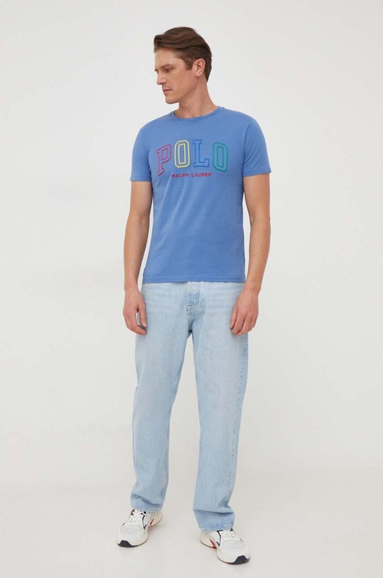 Polo Ralph Lauren t-shirt bawełniany 710929077 niebieski SS24