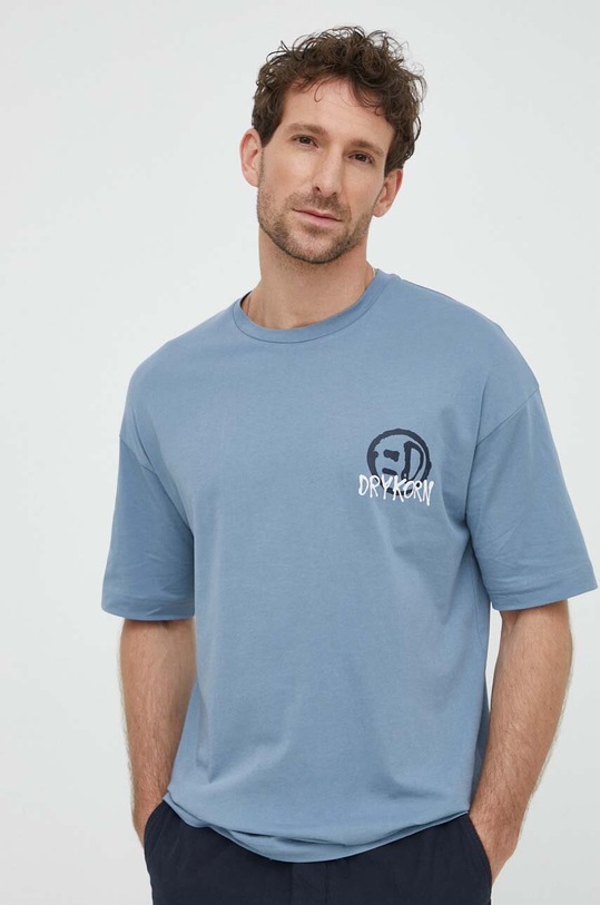 Drykorn t-shirt bawełniany ANAYO_GD nadruk niebieski 49295.520155