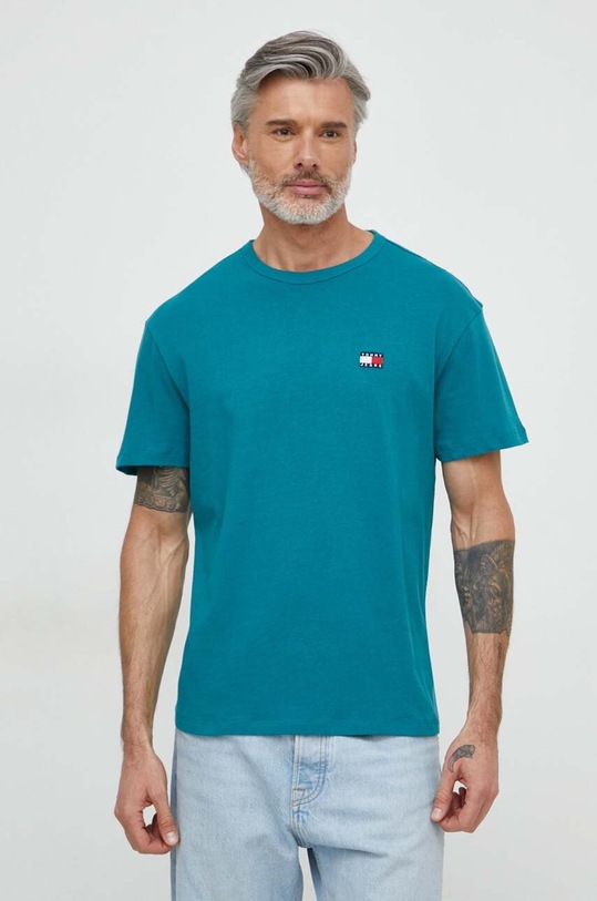 Tommy Jeans t-shirt bawełniany turkusowy DM0DM17995