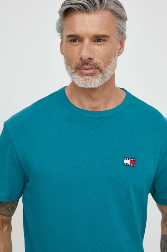 Odzież Tommy Jeans t-shirt bawełniany DM0DM17995 turkusowy