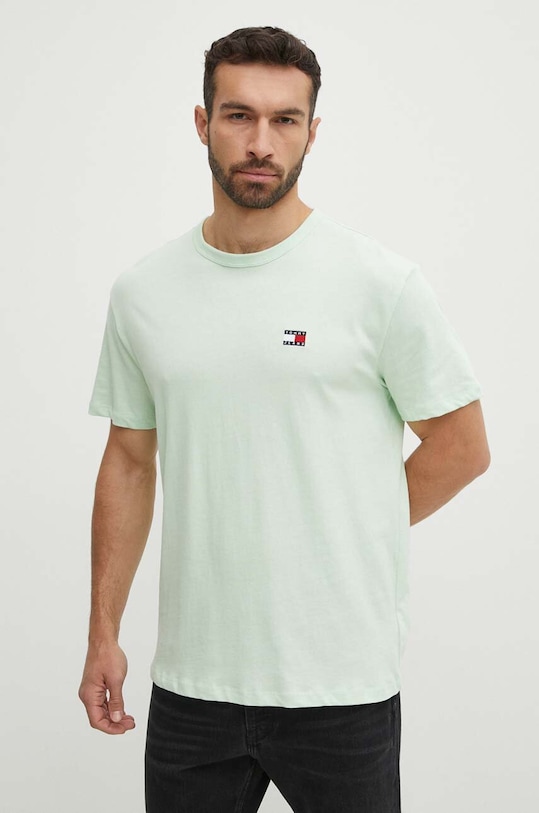 Tommy Jeans t-shirt bawełniany DM0DM17995 zielony AW24