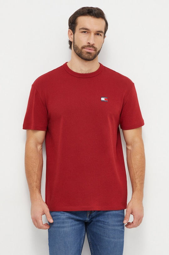 Tommy Jeans t-shirt bawełniany regular bordowy DM0DM17995