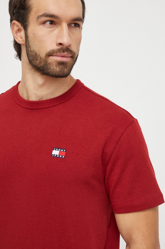 Odzież Tommy Jeans t-shirt bawełniany DM0DM17995 bordowy