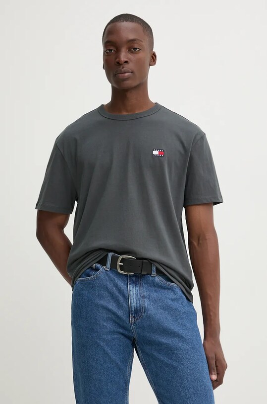 Tommy Jeans t-shirt bawełniany bawełna szary DM0DM17995