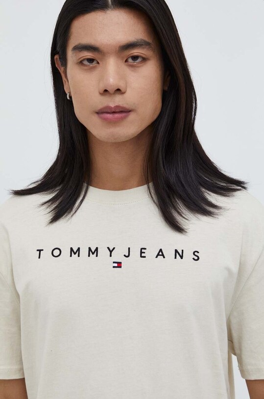Tommy Jeans t-shirt bawełniany beżowy DM0DM17993