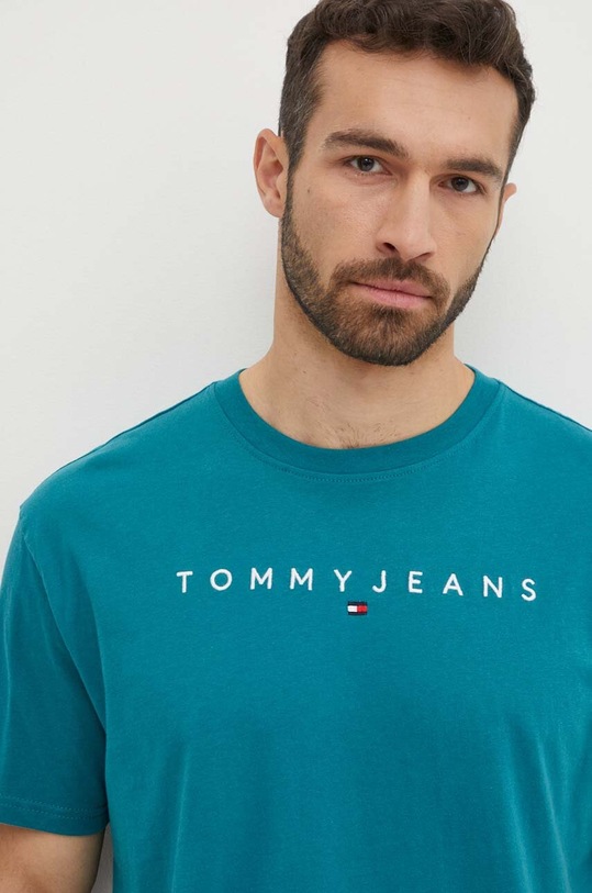 Odzież Tommy Jeans t-shirt bawełniany DM0DM17993 turkusowy