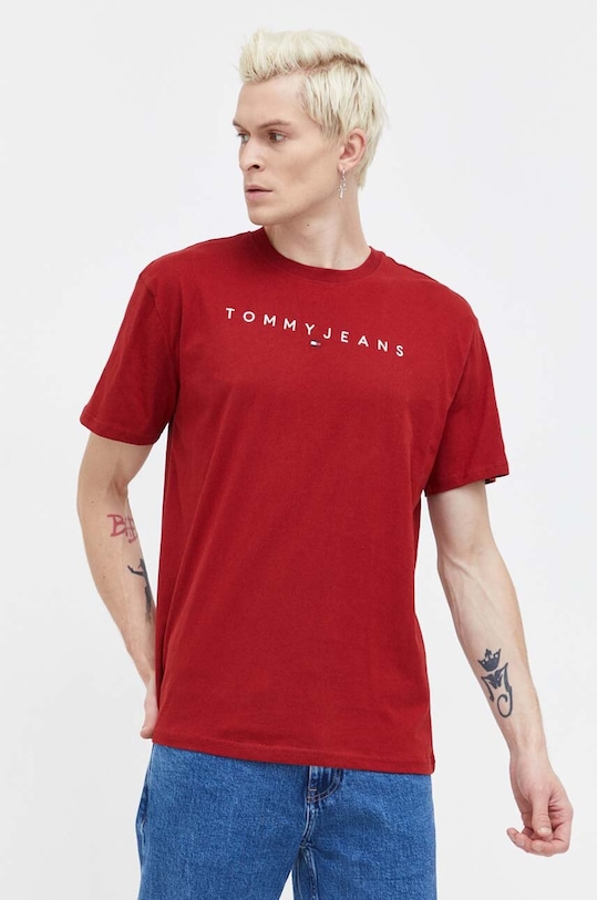 Tommy Jeans t-shirt bawełniany regular bordowy DM0DM17993