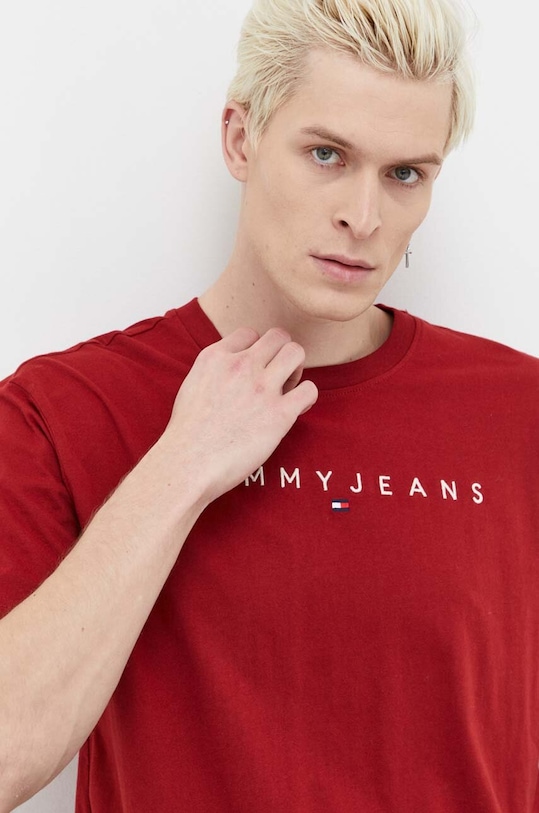 Tommy Jeans t-shirt bawełniany bordowy DM0DM17993