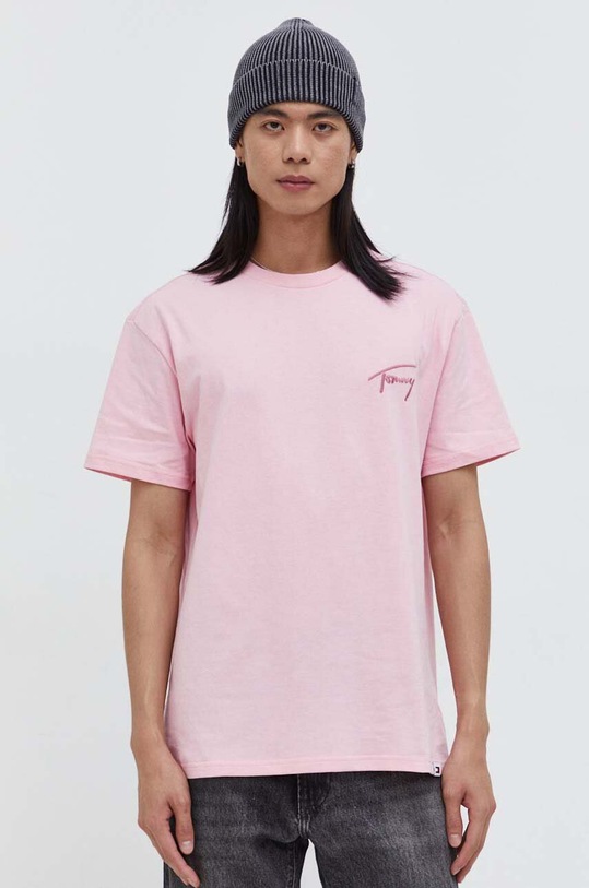 Tommy Jeans t-shirt bawełniany regular różowy DM0DM17994