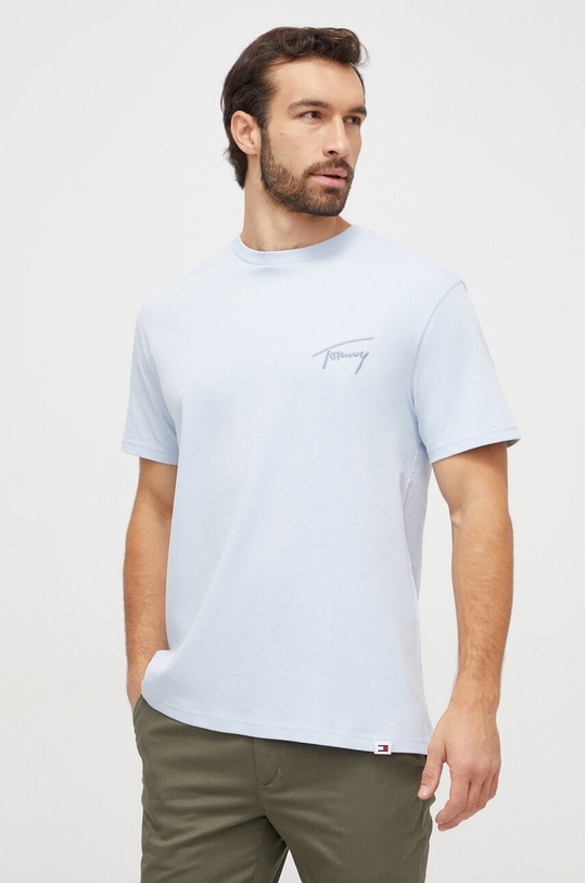 Tommy Jeans t-shirt bawełniany regular niebieski DM0DM17994