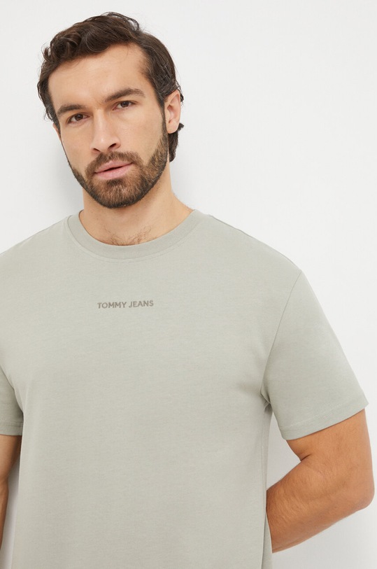 Tommy Jeans t-shirt bawełniany regular zielony DM0DM18266