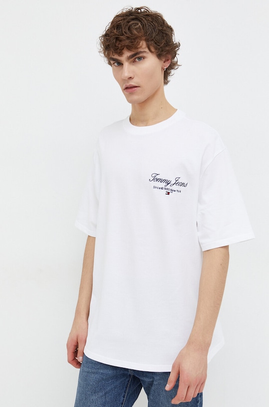 Tommy Jeans t-shirt bawełniany biały DM0DM18273