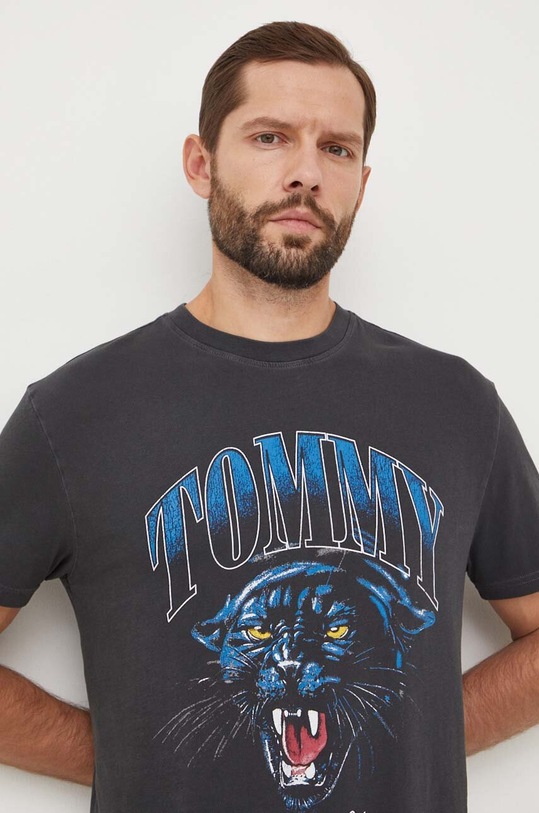 Tommy Jeans t-shirt bawełniany nadruk szary DM0DM18281