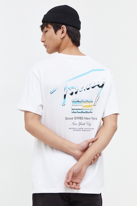 Tommy Jeans t-shirt bawełniany nadruk biały DM0DM18283