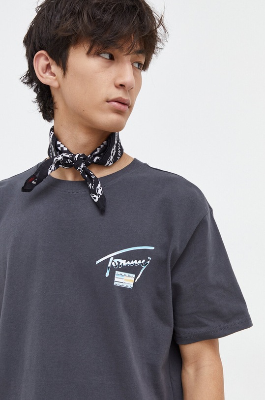 Tommy Jeans t-shirt bawełniany DM0DM18283 szary SS24