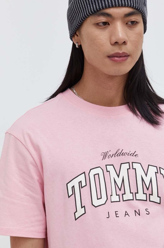 Tommy Jeans t-shirt bawełniany różowy DM0DM18287