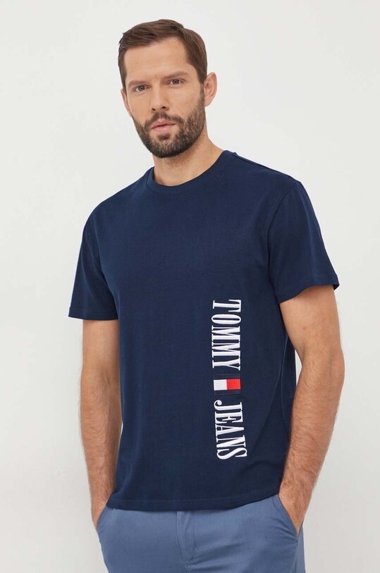 Бавовняна футболка Tommy Jeans DM0DM18295 темно-синій SS24