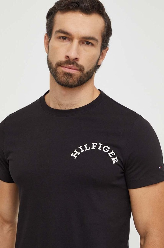 Bavlněné tričko Tommy Hilfiger MW0MW33686 černá SS24