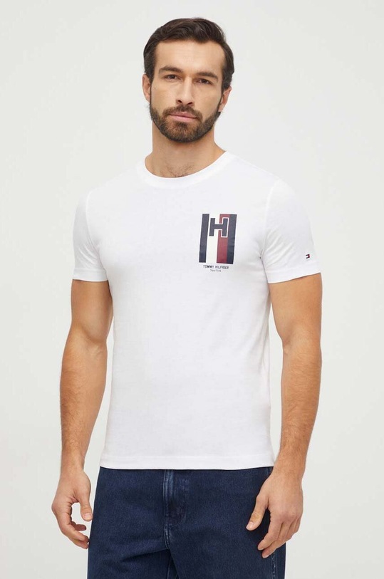 Tommy Hilfiger t-shirt bawełniany nadruk biały MW0MW33687
