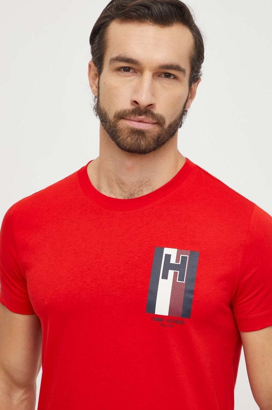 Tommy Hilfiger t-shirt bawełniany MW0MW33687 czerwony SS24