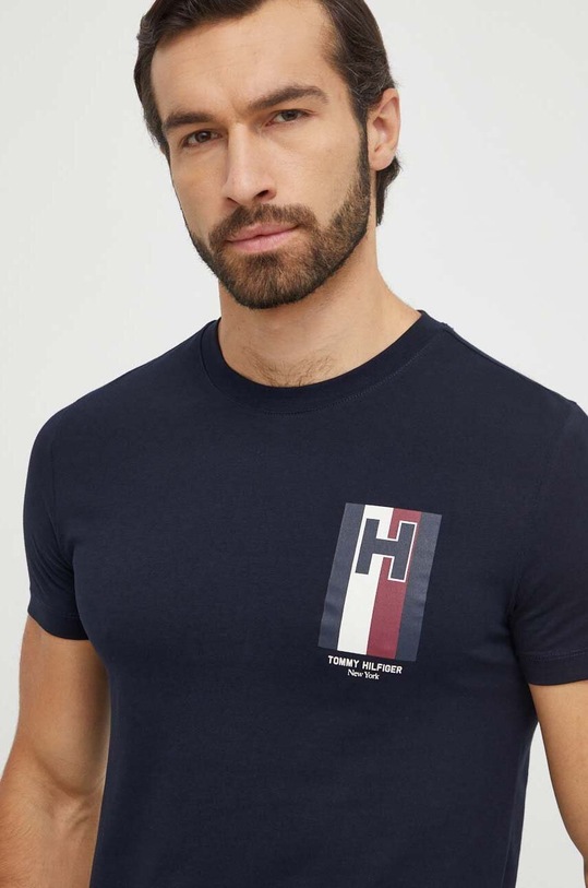 Tommy Hilfiger t-shirt bawełniany MW0MW33687 granatowy SS24