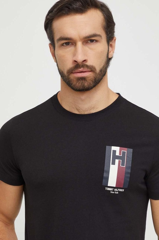 Tommy Hilfiger t-shirt bawełniany nadruk czarny MW0MW33687