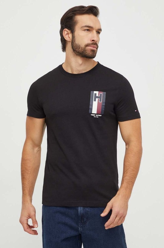 Tommy Hilfiger t-shirt bawełniany MW0MW33687 czarny SS24