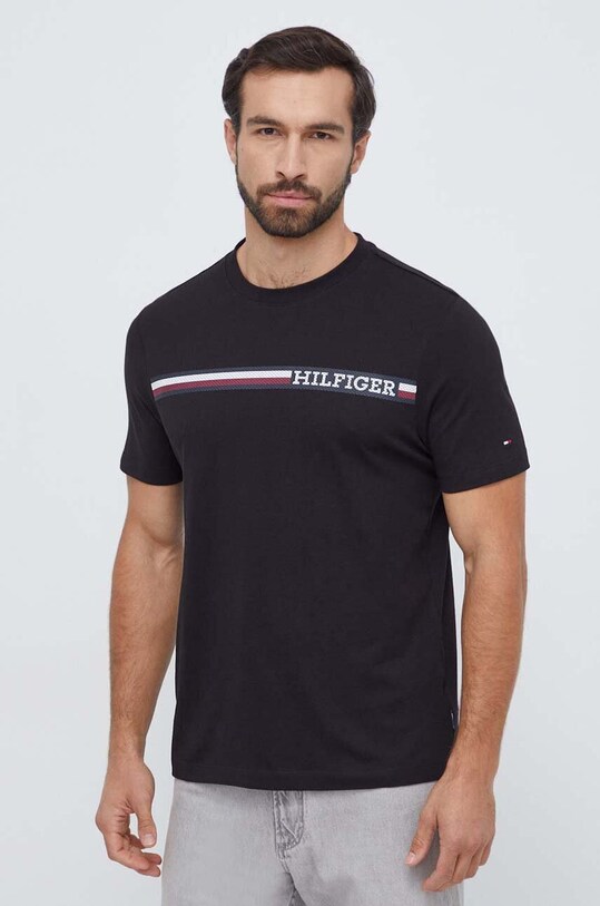 Bavlnené tričko Tommy Hilfiger MW0MW33688 čierna SS24
