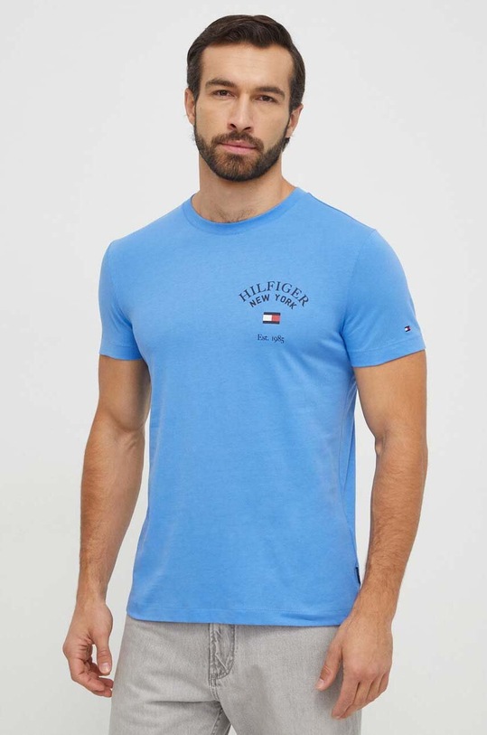 Tommy Hilfiger t-shirt bawełniany MW0MW33689 niebieski SS24