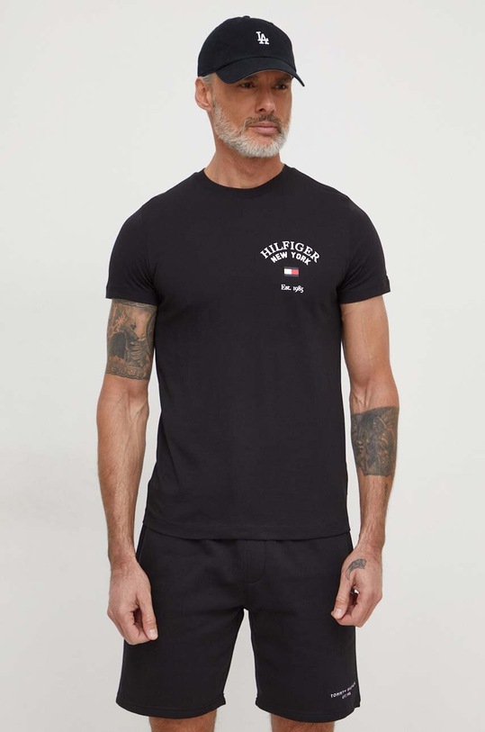 Tommy Hilfiger t-shirt bawełniany nadruk czarny MW0MW33689