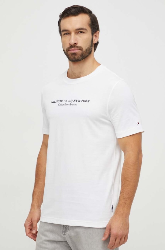 Bavlněné tričko Tommy Hilfiger MW0MW33895 bílá SS24